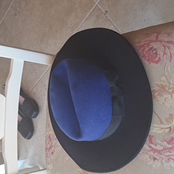 Stetson Women Wool 2tone Fedora black&blue with bow. S - Picture 7 of 8